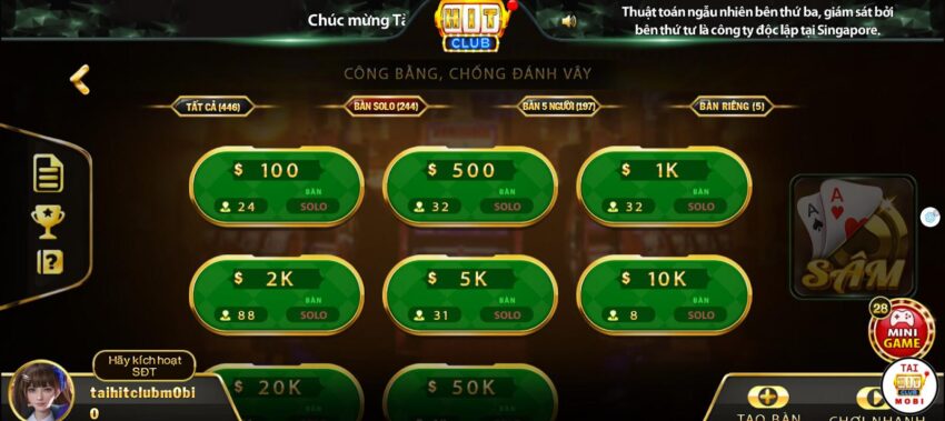 Hướng dẫn cách đánh bài sâm online tại Hitclub